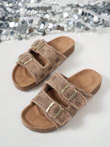 Fashionable Versatile Comfortable Retro Thick Sole Round Toe Platform Casual Outdoor Open Toe Strap Roman Beach Mule Sandals