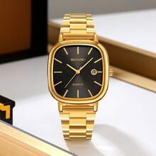 SKMEI 2551 男式现代方形休闲石英腕表奢华古董运动设计合金表壳和不锈钢表带