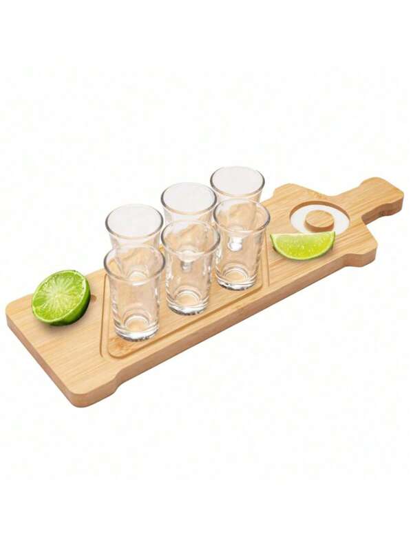 Bandeja de fiesta de tequila grande | Tabla de vuelo de tequila | Tabla de chupitos de tequila | Tabla de tequila personalizada | Regalos de tequila | Amantes del tequila | Tabla de licor de tequila y soporte para vasos de madera con bordes salados - Adecuado para licor, fiestas, bodas, inauguraciones de casa, regalos, etc.