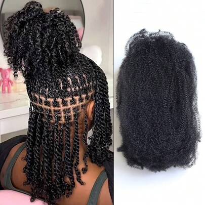 30 fios/1 pacote Afor Kinky Marley Trança Cabelo Springy Afro Twist Crochê Cabelo Kinky Bulk Extensões Faux Locs Trança Marely Spring Twist Yanky Twist Reparando Locs para Mulheres Africanas