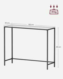 VASAGLE Console Table, Entrance Table, Sofa End, Tempered Glass Table Top, Easy Assembly, Adjustable Legs, For Living Room, Entryway, Corridor, Ink Black, Transparent - Black - View 5