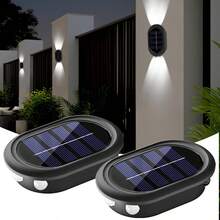 1/2 件 6LED 冷/暖光户外太阳能壁灯，庭院花园装饰照明，适合户外、圣诞节、万圣节、返校礼物 - 升級款-凸鏡壁燈 - 查看 15