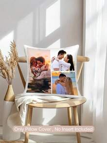 Personalized Gift For Men, 1pc Custom Photo Throw Pillow Cover, Washable Printed Cushion For Couples Families, Christmas Decor, Breathable Soft Home Textile, Heartwarming Customizable Picture Memento, Memory Keepsake Gift - Multicolor - View 4