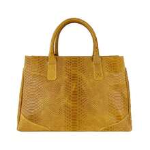 Women's Yellow Python-Effect Leather Handbag – Elegant, Roomy, And Made In Italy - Giallo - View 4