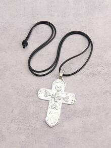 1pc Vintage Wooden Cross Necklace For Men & Women, Suitable For Daily Wear, Parties, Easter, Halloween - Wooden Cross - View 8