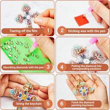 16pcs Religious Theme DIY Double-Sided Diamond Painting Hanging Decor, Unique Floral Cross Keychain, Handmade Diamond Painting Kit, Backpack Pendant, Clothing & Hat Decor, Handcraft Gift, Beginner Craft Set, Includes Keychain, Improves Hands-On Ability, Holiday Gift, Holiday Decor, DIY Acrylic Small Hanging Ornament