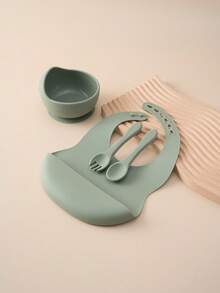 4PCS Personalized Customization Name Baby Silicone Tableware Suction Bowl Adjustment Bib Portable Spoon Fork Custom Color Contrast Dinner Set Back To School Winter Gift Ideas Boy Girl Valentine's Day, Letter, Ornamental, Exquisite, Stylish, Modern, Casual, Custom, Personalized, Unique, Customized, Ideal Gifts For Him, Ideal Gifts For Her, Son, Daughter - Multicolor - View 22