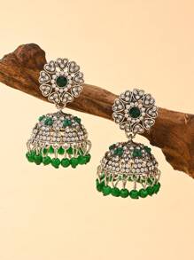 1 par de Pendientes con Cubic Zirconia y Rhinestone de estilo bohemio, adornados con cuentas y flecos, joyería para los oídos adecuada para uso diario de mujeres, bodas, fiestas y regalos de festivales