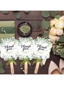 圣诞节50支装婚礼扇，可作为宾客礼物、新娘回礼、结婚纪念日派对装饰、生日派对用品、生日礼物、毕业礼物、家居装饰礼物或新年礼物 - 綠色 - 查看 3