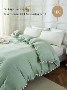 Bộ chăn ga gối đệm sợi nhỏ màu xanh lá cây trơn 1 chiếc (1 vỏ chăn không kèm ruột), mềm mại, cổ điển, thân thiện với da, dùng cho phòng ngủ, mọi mùa, bộ đồ giường cho ngày tựu trường - Đậu xanh xay nhuyễn - Xem 3