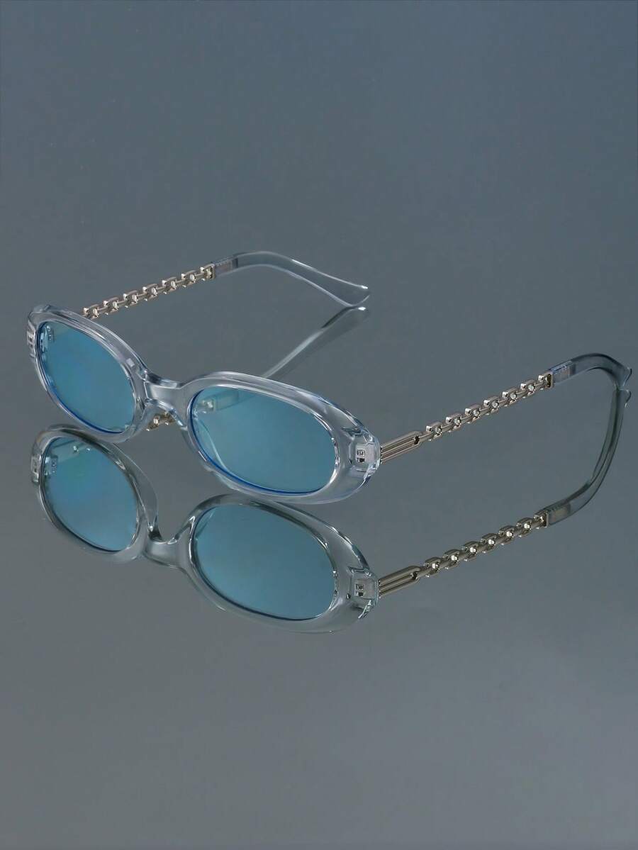 Kính mát thời trang gọng nhỏ hình bầu dục phong cách Punk hiện đại, đơn giản, phù hợp với mọi phong cách, dành cho nam và nữ, tiệc tùng, đi chơi, đi dạo, cao cấp, kính mát thời trang cá nhân hóa - Nhiều màu - Xem 1