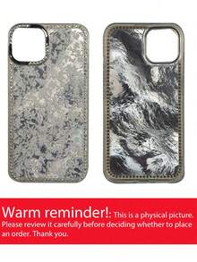 Full Screen White Flower Floral Glitter Glacier Pattern Phone Case Compatible With IPhone 16 15 14 13 Pro Max Creative Rhinestone Border Shockproof Anti Drop Protective Cover - White Florals - View 4