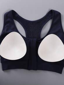 حمالة صدر رياضية مع سحاب أمامي - دعم متوسط ظهر سباق للتمارس اليوغا والجريملابس علويةمة لياقة بدون أسلاك مع تغطية كاملة، حمالة صدر رياضية مريحة وخالية من الحياكة للتمارين في الجيم