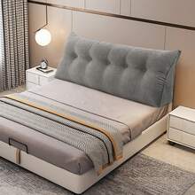 120/140/160/180/200 Cm Back Cushion, Suitable For Bed And Sofa, Lumbar Cushion, Reading Cushion, Cushion With Removable Neck Strap And Washable Cover, Practical Side Pocket - Xám - Xem 3