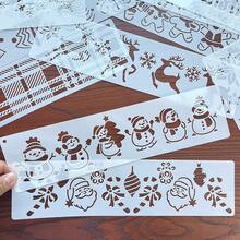 Juego de 14 sellos rectangulares navideños, incluye diseños de copos de nieve, hombre de jengibre, muñeco de nieve, árbol de Navidad, decorativos para el hogar, paredes, tela, papel, scrapbooking, de material plástico reutilizable - Blanco - Ver 6