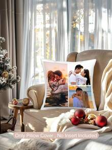 Personalized Gift For Men, 1pc Custom Photo Throw Pillow Cover, Washable Printed Cushion For Couples Families, Christmas Decor, Breathable Soft Home Textile, Heartwarming Customizable Picture Memento, Memory Keepsake Gift - Multicolor - View 5