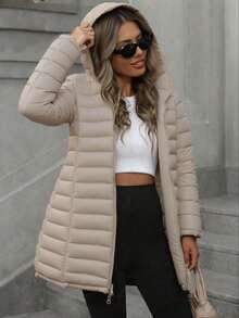 Risissida Women's Mid-Length Hooded Jacket, Double-Sided Design, Suitable For Daily Wear And Commuting, Comfortable For Autumn/Winter, With Pockets - Khaki - View 5