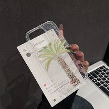 Arabic Palm Tree Anti-Drop Phone Case Compatible With IPhone 11 Pro Max, 16 Pro Max, 15 Pro, 14 Plus, 13, 12, 11, 13 Pro Max, 12 Pro - Transparent Fine Shimmer - View 3