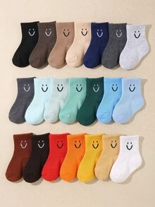 10 Pairs/Set Baby Boys' Random Candy Color Casual Elastic Mid-Calf Socks, Everyday Wear All Season - Multicolor - View 6