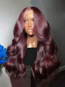 Ren Trong Suốt Sóng Tự Nhiên 13X4 Ren Phía Trước Bộ Tóc Giả 16-20 Inch 99J Tóc Tóc Giả Màu Burgundy - S99JC - Xem 5