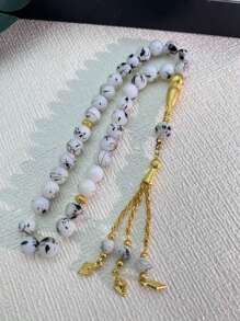 1 件 33 件天然石串珠项链，黑色扎染 Tasbi 手持念珠 Tasbi