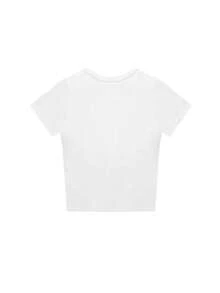 女士休闲纯色 V 领短袖 T 恤，夏季