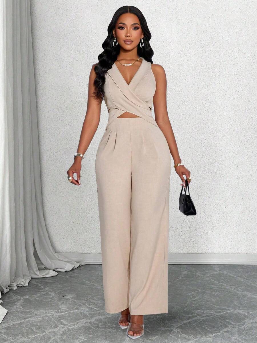 Mono cruzado sexy y elegante para damas - Albaricoque - Ver 1