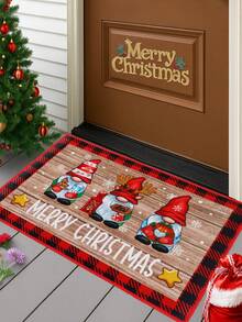 1 Stück Weihnachts-Fußmatte, Wichtel- und Schneeflocken-Design Teppich, Fröhliche Weihnachten Teppich, waschbarer Vorleger für die Haustür, schmutzabweisende Bodenmatte, Weihnachtsparty Dekoration, Weihnachtsdekorationen, Weihnachtsparty Zubehör - Weihnachtspuppe - Übersicht 7
