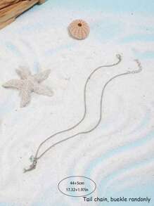 1 Stück modischer, personalisierter Hai-Halskette aus Naturstein mit Strand- und Ozean-Motiv