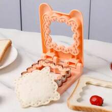 1 件，不锈钢早餐三明治模具、吐司切刀、口袋封口机、面包 DIY 制作工具；粉色方形蕾丝花边、绿色恐龙形状、吐司夹、面包切片模具，方便、耐用且易于清洁，适用于烘焙糕点工具。