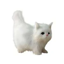 Gato falso, lindo juguete modelo suave y realista gato decoración de escritorio adorno para el hogar - Blanco - Ver 2