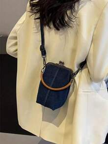 1 Fashionable Casual Denim Bag Versatile Phone Bag Crossbody Bag - Dark Blue 2615 - View 6