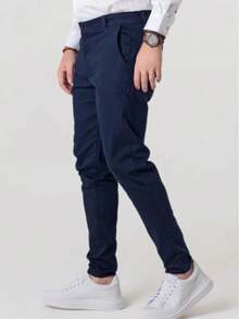 MHD MODAS Men's Pants Skinny Satin Tailoring Slim Sport Spandex KNIFE POCKET - 藏蓝色 - 查看 2