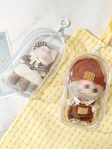 1pc 17cm Portable Doll Box For Storing And Transporting Collectibles And Artworks - Mystery Box And Collectibles Storage Box, Compatible With Collectibles (Excluding Dolls). Transparent Acrylic Material - Ideal For Use As Desktop Statue Acrylic Protective Case, Transparent Collection Box With Security Lock - (Keychain And Colored Ball Colors Random) - Multicolor - View 5