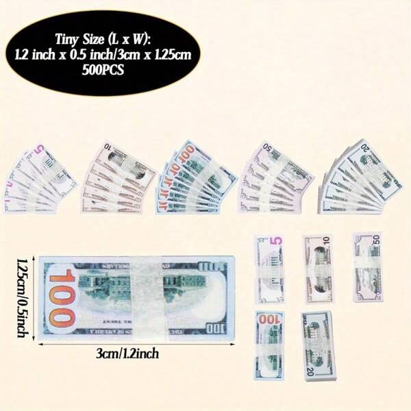 Mini Scene Dollar 1:12 Mini Dollar Fake Ticket 5 10 20 50 100 Doll House Scene Model Hand Decorated Accessories, Random Color