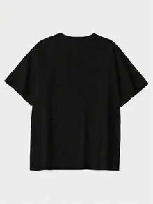 100% Coton T-shirt pour hommes, avec une impression de slogan humoristique ; nouveau vêtement de sport printemps/été pour hommes ; Top noir à manches courtes pour hommes, stylé, doux et respirant - Noir - Voir 2