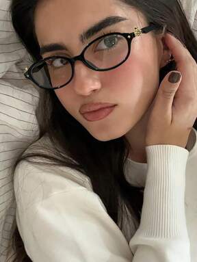 1 PC Women's Acrylic Metal Hinge Light Glasses Oval Frame Lightweight Temple Decorations Flat Glasses For Y2k Accessories And Daily Clothing Decor