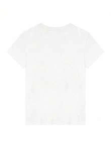 Áo thun ngắn tay in chữ kiểu Mỹ cổ điển, thiết kế tối giản, dáng ôm vừa vặn, thích hợp cho mùa hè, màu trắng. - trắng - Xem 2