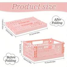 2pcs Mini Foldable Storage Basket, Collapsible PP Organizer Box For Kitchen, Bathroom, Office, Stationery, Notebook, Cosmetics Desk, Available In Multiple Colors, Desktop Organization Tool, Shelf Basket