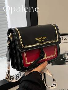 Fashionable Crossbody Bag For Women, Lightweight And Business Shoulder Bag, Casual Handbag, Contrasting Color, Small Square Bag, Wide Shoulder Strap, Perfect For Office, College, Work, Business, Commute, Outdoors, Travel, Outings - 彩色 - 查看 6