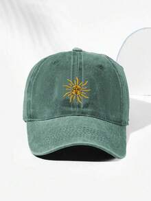 1 peça boné de beisebol ajustável bordado com lavagem solar, chapéu de golfe respirável para homens e mulheres, boné de proteção solar com aba curva da moda para casais unissex Y2K - bordado - Ver 2