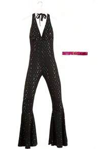 Dreamgirl Adult 70s Disco Costume Women, Disco Jumpsuit, Disco Halloween Costume - màu đen - Xem 11