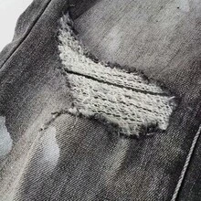 Men's And Women's Jeans, Painted Worn-Out African American High Street Denim Pants, Men's Perforated Art New Harajuku, Men's And Women's Patch Denim Shorts - 黑白灰 - 查看 4