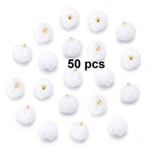 20/50 件可爱人造毛皮绒球珠，蓬松吊坠工艺珠，带铆钉细节和大孔，适合 DIY 珠宝制作、耳环、发饰和钥匙扣，可作为节日礼物赠送给家人和朋友 - 彩色 - 查看 18