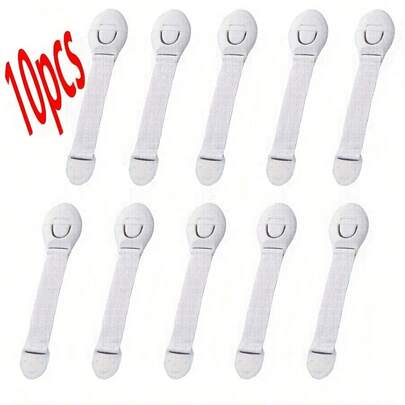 5/10/20pcs White Child Safety Cabinet Locks, Baby Proofing Drawer Door Cabinet Locks, Anti-Pinch Fabric Strap Baby Safety Locks
