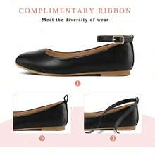 SUNCOM Girls Dressy Ballet Flats With Ankle Strap – Lightweight Non-Slip Mary Jane Shoes For Party, Dance & Formal Wear, Toddler/Little Kid/Big Kid - 黑浦 - 查看 3