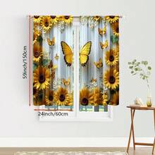 2 件装粉色玫瑰蝴蝶印花窗帘，隐私窗帘套装，2D 平面印花，杆式插入，适用于卧室、客厅、宿舍、办公室，情人节礼物，家居装饰。 - 彩色 - 查看 22