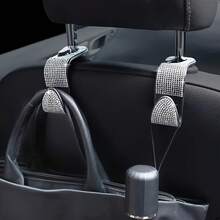 Sparkling Rhinestone Car Seat Headrest Hook, Durable Backseat Storage Hanger For Purse, Bag, Coat - Organizer Accessory, Fit For SUV, Truck, Sedan - one-size - View 2