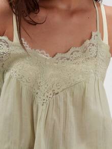 Babydoll Tops For Women Y2k Lace Boho Tops Sleeveless Spaghetti Strap Tank Tops Solid Color See Through Cami Tops V Neck Backless Loose Fit Shirts Going Out Smocked Tops Beach Vacation Peplum Tops Streetwear Vintage Clothes - 卡其色 - 查看 5