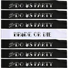 Bộ quà tặng trang trí tiệc độc thân "Cô dâu hay chết" Till Death Do Us Party kèm ruy băng và ly dự tiệc - Nhiều màu - Xem 6